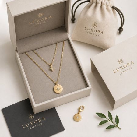 Gouden ster hanger kettingen met op maat gemaakte verpakkingen, ideaal voor OEM sieradenleveranciers.