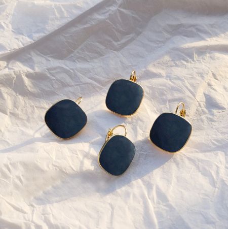 Full set of the vintage enamel square hoop earrings in various shades.