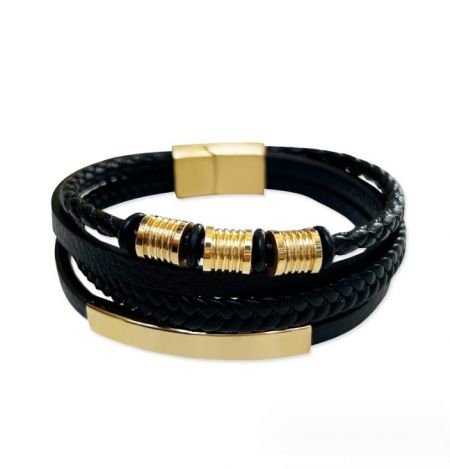 Pulseira de Couro PU Banhada a Ouro para Homens