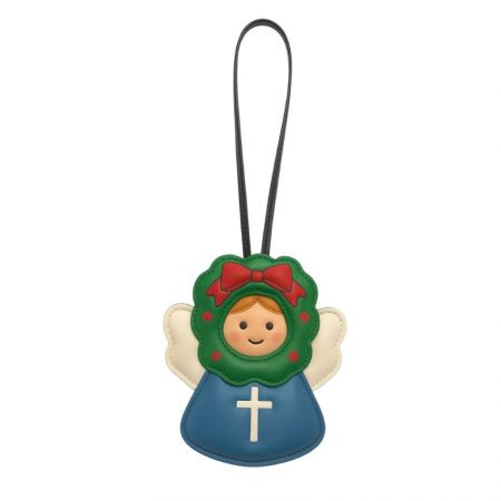 Decorazione natalizia a forma di angelo festivo realizzata in pelle, un addobbo personalizzato per le festività.