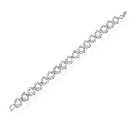 Detailed view of the Festival Hollow Flower CZ Bracelet, showcasing the interconnected links encrusted with brilliant cubic zirconia.