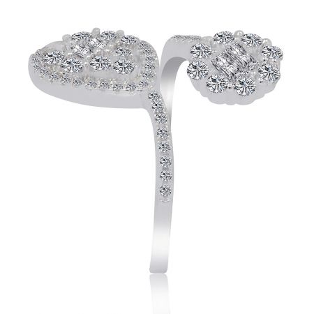 An alternative angle of the Sparkle Say Yes Ring, highlighting its rhodium-plated brass band.