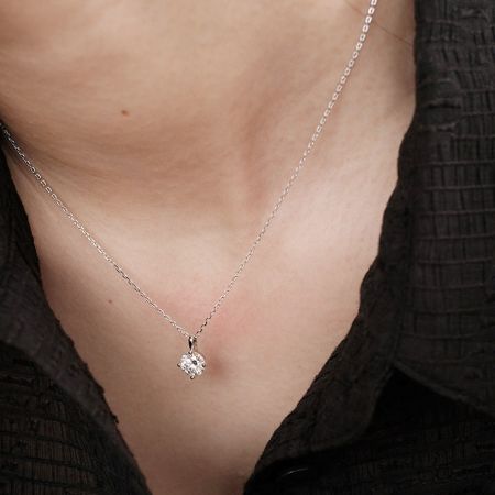 Another perspective of the brilliant solitaire pendant necklace set.