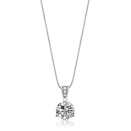 Collar siempre brillante - El collar Ever Shine, que presenta una brillante piedra de zirconia cúbica de corte redondo en un engaste chapado en rodio sobre una delicada cadena de latón.