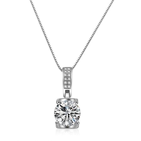 Side view of the Altar Promised Necklace, highlighting the elegant rhodium-plated brass setting.