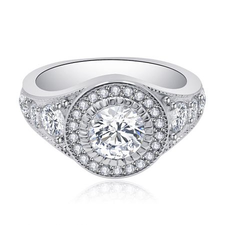 White Gold Cubic Zirconia Ring - A luxurious White Gold Cubic Zirconia Ring from JR Fashion Accessories, showcased on a clean background for promotional purposes.