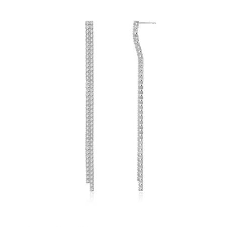 Vue latérale et de face des boucles d'oreilles en cristal Double Row CZ, mettant en valeur les bandes de cristal.