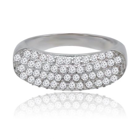 Has Its Thorns Band - Rhodium Geplateerde CZ Eternity Ring - Vooraanzicht van de eeuwigheidsring 'Has Its Thorns Band', met de rhodiumlaag en sprankelende zirkoniastenen.