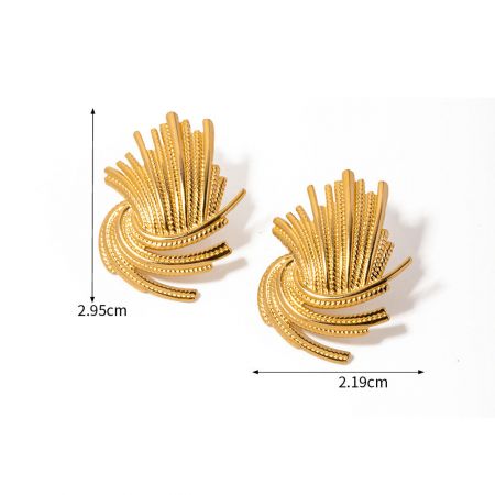 Detailed dimensions of one of the special-shaped earrings: 2.95cm height by 2.19cm width.