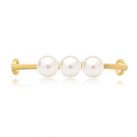 Triple Pearl Shoe Tag - A close-up of a gold-plated triple pearl shoe tag on a clean white background.
