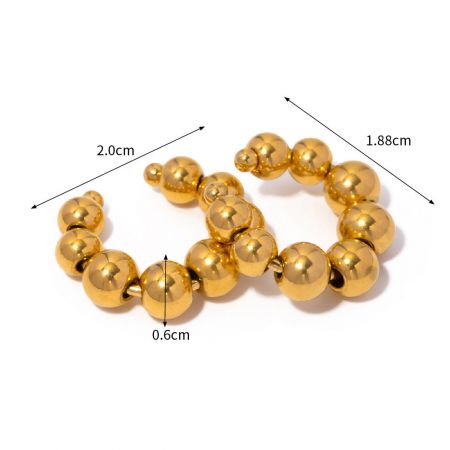 Detalles de tamaño y dimensiones para el arete de perlas doradas.