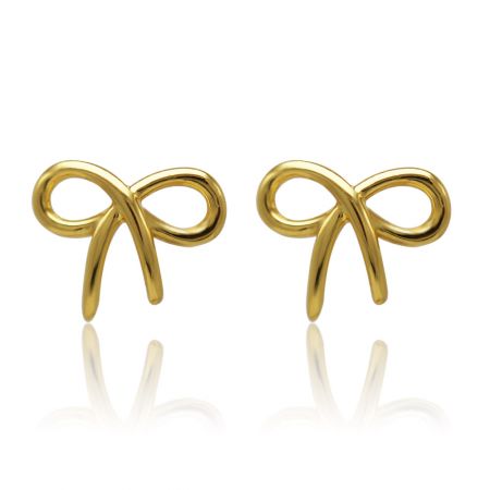 Boucles d'oreilles en forme de nœud doré. - Une paire de boucles d'oreilles en forme de nœud doré avec une finition dorée polie, style BEP02-G-00160.