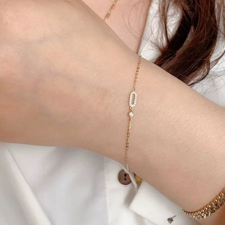 Gift-ready 14K gold plated CZ bracelet set presented in a jewelry box.