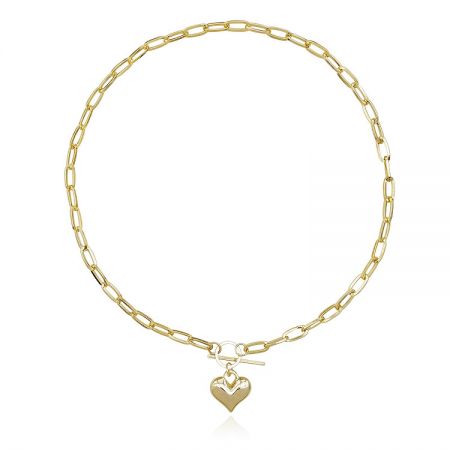 Polished Puff Love Heart Pendant - The Polished Puff Love Heart Pendant, a gold chain necklace with a prominent, chunky heart-shaped pendant, shown against a neutral background.