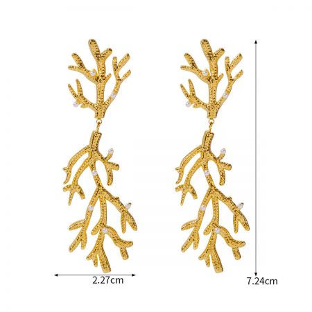 Earrings shown with dimensions for scale.