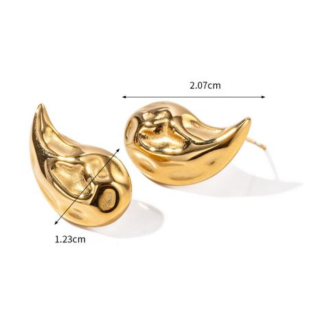 Dimensiones detalladas de los pendientes en forma de gota de agua, que miden 2.07 cm de longitud.