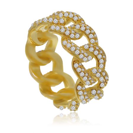 Side view of the Gold Braided Wedding Band, highlighting the depth of the braided pattern and the setting of the cubic zirconia stones.