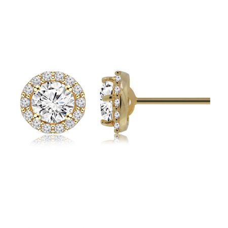 Front and side profile of the round CZ earring jackets to showcase their dimension and post closure.
