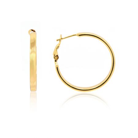 Boucles d'oreilles pendantes créoles brillantes. - Boucles d'oreilles pendantes créoles brillantes, présentant un design simple et élégant plaqué or avec une surface brillante.
