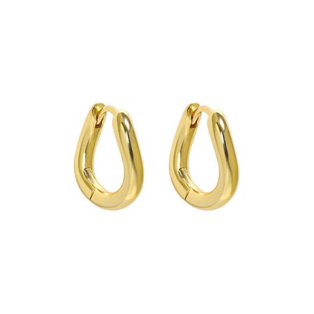 Goud vergulde 925 sterling zilveren oorbellen voor vrouwen, minimalistische dagelijkse draaggroothandel (5 paar) - Een paar minimalistische goud vergulde 925 sterling zilveren creolen op een schone witte achtergrond, ideaal voor dagelijks gebruik.