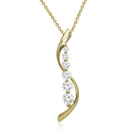 Schuin shot van de Rhythm Of Love vergulde ketting, waarbij de elegante curve van de hanger wordt benadrukt.
