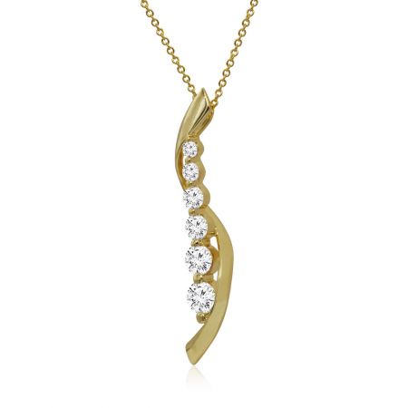 Gedetailleerd uitzicht op de Rhythm Of Love kettinghanger, met zijn zes briljante cubic zirconia stenen.