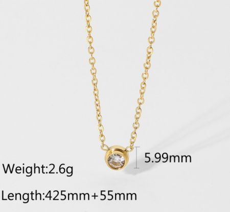 Detailed view of the solitaire necklace's pendant and lobster clasp closure.
