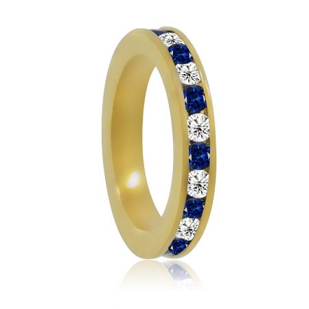 Angled view of the Black N White Eternity Ring, highlighting the sparkle of the cubic zirconia.