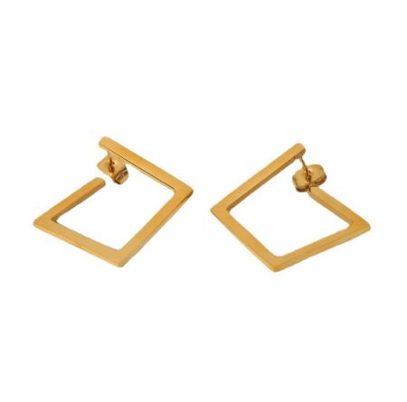 Trendige goldene quadratische Creolen mit modernem, geometrischem Design.