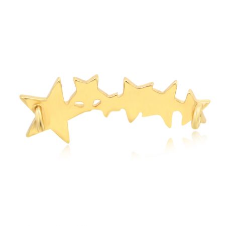 Il ciondolo per lacci delle scarpe Six Stars disteso per mostrare la sua lunghezza totale di 50 mm e il motivo a stelle interconnesse.
