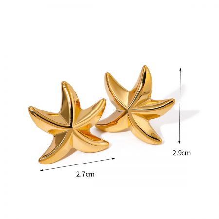 불가사리 귀걸이의 치수 가이드, 너비 2.7cm, 높이 2.9cm를 보여줍니다.