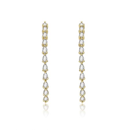 Detailed view of the Gold Marquise Half Hoop Earrings showcasing the teardrop design and clear gemstones.