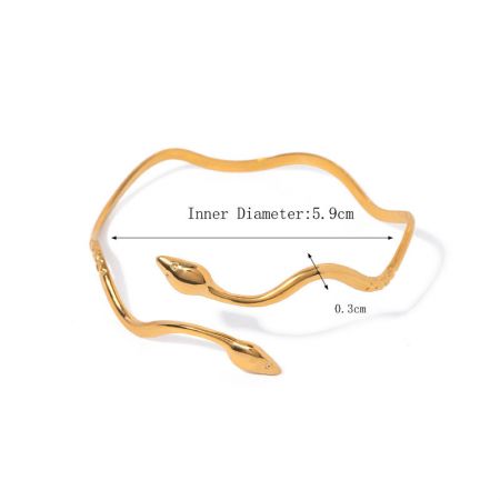 Imagen del producto de la pulsera de serpiente dorada con su medida de tamaño de 5.9 cm claramente indicada.