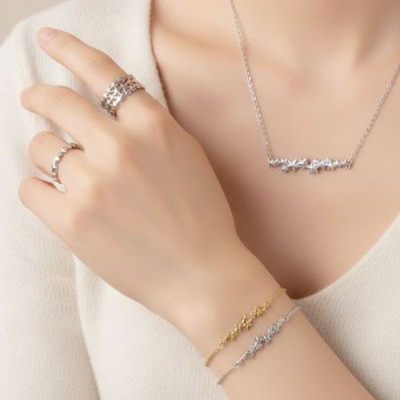 925 Sterling Silver Necklaces - A showcase of JR Fashion Accessories' 925 sterling silver jewelry collection, featuring an assortment of necklaces, rings, and bracelets with intricate designs.