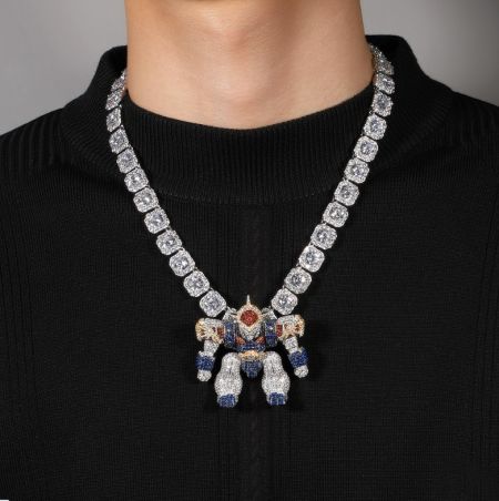Luxurious custom hip hop pendant with colorful gemstones