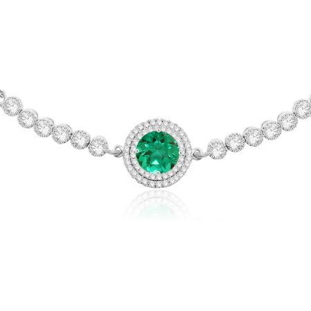Detailed view of the mint opal tennis bracelet's brilliant stones and adjustable clasp mechanism, highlighting the quality rhodium plating.