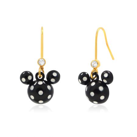 Alternate style of the Disney Vacation Earrings featuring a black with white polka dots design.
