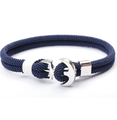 Navy blue version of the anchor hook rope bracelet