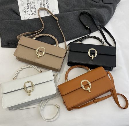 The Female Classic Retro Bag shown in four available colors: white, beige, brown, and black.