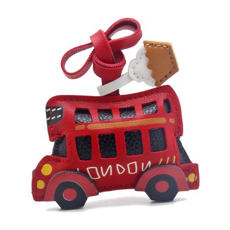 Otro estilo del llavero de autobús rojo de Londres de cuero PU, con un diseño fresco y moderno.