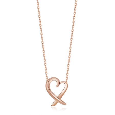 Collar de Corazones Abiertos de Oro Rosa - Collar de Corazones Abiertos de Oro Rosa con un delicado colgante de corazón en forma de infinito en una fina cadena.