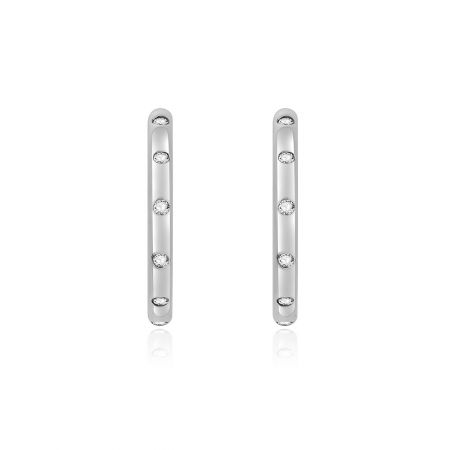 Orecchino Better Half Dot - Un paio di orecchini a perno Better Half Dot in argento sterling 925, con un design a barra e zirconia cubica bianca scintillante.