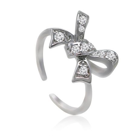 Pendientes de botón de lazo a juego con zirconia cúbica pavé, parte de la colección Neat As A Bow.