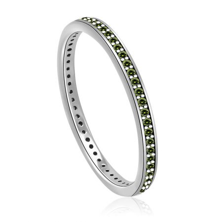 A matching sterling silver bracelet with olive green CZ stones, perfect for creating a coordinated jewelry set.