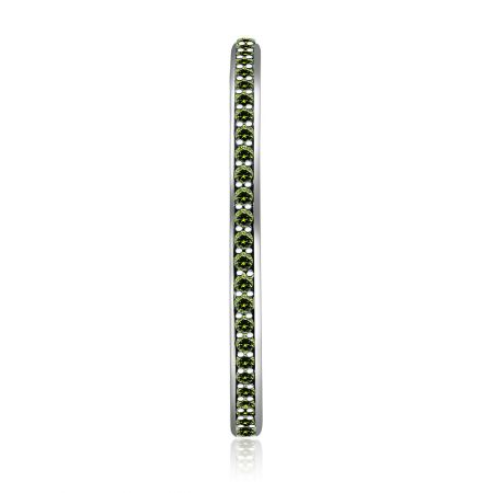 Another view of the elegant olive green CZ eternity bracelet, showcasing its sparkle and design.