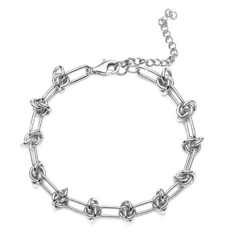 Silver plated version of the stainless steel chain bracelet with interlocking links.
