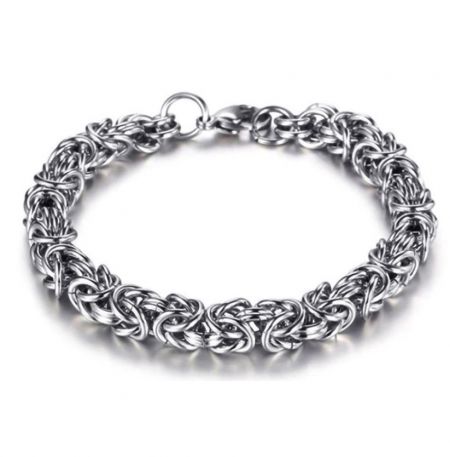 Pulsera de Acero Inoxidable Trenzado para Hombres - Un primer plano detallado de la Pulsera de Acero Inoxidable Trenzado para Hombres, mostrando su intrincado diseño de malla de cadena y acabado pulido.