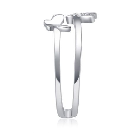 Side profile of the adjustable butterfly ring, displaying the band's elegant design and craftsmanship.