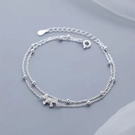 The double-strand design of the 925 silver bow bracelet displayed on a white background.
