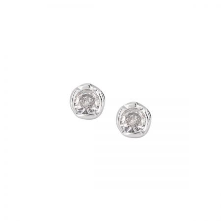 Minimalistische Onregelmatige CZ Stud Oorbellen Klein 925 Sterling Zilver voor Vrouwen Groothandel (5 Paar) - Een paar minimalistische onregelmatige stud oorbellen in 925 sterling zilver met sprankelende CZ stenen, ideaal voor groothandel.